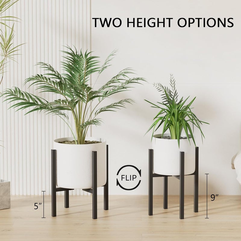 Linpla 2-Pack Adjustable Metal Plant Stand Indoor Outdoor - Fits 8 to 12 Inches Pots - Mid Century Modern Planter Stand Black Flower Pot Holder Home Decor for Gardening Gifts - Image 3